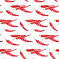 Floral seamless pattern of a red chilli peppers. Royalty Free Stock Photo