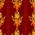 Floral seamless pattern. Red iris flower background. Royalty Free Stock Photo