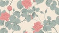 Floral seamless pattern, red rose flowers and leaves on light orange, pastel vintage theme Royalty Free Stock Photo