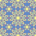 Floral seamless pattern. Red and yellow flower elements on blue background Royalty Free Stock Photo