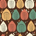 Floral seamless pattern in scandinavian style. Fabric texture with decorative trees