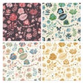 Floral seamless pattern set. Floral spring summer autumn garden flowers botanical vintage texture for textile wallpaper