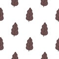 Floral seamless pattern with simple brown oak leaf elements. White background. Isolated print Royalty Free Stock Photo