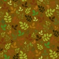 Floral seamless pattern with small colorful autumnal leaves