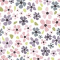 Floral seamless pattern. Spring flowers on white background. Vector illustration. Royalty Free Stock Photo
