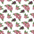 Floral seamless pattern spring vector flowers illustration.