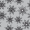 Floral seamless pattern , in the style of hand drawing. Black and white flowers. Vector illustration. Royalty Free Stock Photo