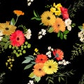 Floral Seamless Pattern. Summer and Autumn Flowers Background Royalty Free Stock Photo