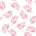 Floral watercolor seamless pattern with twigs on white background Royalty Free Stock Photo