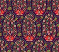 Floral Seamless Pattern. Vector Indian Decorative Wallpaper. Batik Indonesia. Colorful Pattern With Paisley And Stylized Flowers.