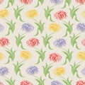 Beige Floral Seamless Pattern with Aster Flowers Royalty Free Stock Photo