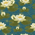 Floral seamless pattern with water lilies.