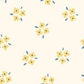 Floral seamless pattern with yellow flowers. Repeated light background, soft textile texture. Bright abstract nature Royalty Free Stock Photo