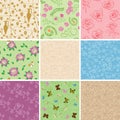 Floral seamless patterns with flowers - vector backgrounds Royalty Free Stock Photo