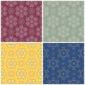 Floral seamless patterns. Set of colored backgrounds with flower elements Royalty Free Stock Photo