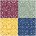 Floral seamless patterns. Set of colored backgrounds with flower elements Royalty Free Stock Photo