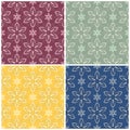 Floral seamless patterns. Set of colored backgrounds with flower elements Royalty Free Stock Photo