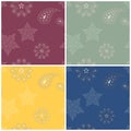 Floral seamless patterns. Set of colored backgrounds with flower elements Royalty Free Stock Photo