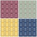 Floral seamless patterns. Set of colored backgrounds with flower elements Royalty Free Stock Photo