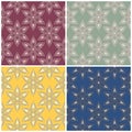 Floral seamless patterns. Set of colored backgrounds with flower elements Royalty Free Stock Photo