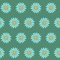 Seamless vector pattern with blue daisies, spring floral decorative background.