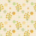Floral seamless vintage pattern.Stylized silhouettes of flowers and a branch on a beige background Royalty Free Stock Photo