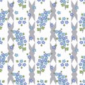 Floral seamless vintage pattern.Stylized silhouettes of flowers and a branch on a white background Royalty Free Stock Photo