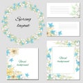 Floral set of frames for text, tags and banners. Delicate floral texture for design, announcements, postcards, posters, Royalty Free Stock Photo