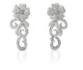 Floral Shaped Pave Diamond Earrings