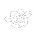 Floral silhouette art line. Flowers in continuous line drawing style. Border with tropical flower. Minimalist black Royalty Free Stock Photo