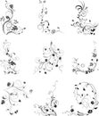 Floral silhouettes, element for design, vector