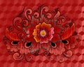 floral sketch with red curls Royalty Free Stock Photo