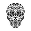 Floral skull, Halloween template for banner or poster, vector Royalty Free Stock Photo