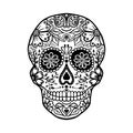 Floral skull, Halloween template for banner or poster, vector