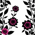 floral skull Seamless Repeat Pattern Design pink and black for textile design fabric printing Generative AI Royalty Free Stock Photo