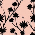 floral skull Seamless Repeat Pattern Design pink and black for textile design fabric printing Generative AI Royalty Free Stock Photo