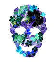 Floral skull - vintage flowers. Watercolor for Halloween Royalty Free Stock Photo