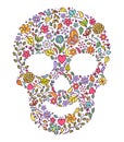 Floral skull on white background Royalty Free Stock Photo