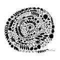 Floral spiral ornament, hand drawn sketch for your design