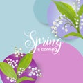 Floral Spring Design Template for Card, Sale Banner, Poster, Placard, Cover, T-shirt Print. Background with Lily Flowers Royalty Free Stock Photo