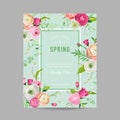 Floral Spring Design Template for Wedding Invitation, Greeting Card, Sale Banner, Poster, Placard, Cover Royalty Free Stock Photo