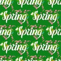 Floral spring seamless pattern background with white text letter ornament beautiful calligraphy flower poster