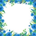 Floral square empty frame flat vector template. Royalty Free Stock Photo