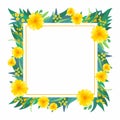 Floral square empty frame. Yellow flowers