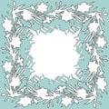 Floral square ornament border with hand drawn flowers daffodils