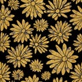 Floral Stone Texture Seamless Pattern Design on Black Flower Background Royalty Free Stock Photo