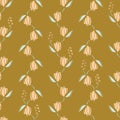 Floral stripes seamless vector pattern on gold Royalty Free Stock Photo