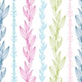 Floral stripes vertical seamless pattern