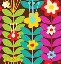 Floral stylish seamless pattern. Decorative doodle flowers on dark background