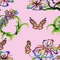 Floral Stylish Wallpaper, Seamless Pattern Royalty Free Stock Photo